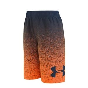 Under Armour Boys UA Fader 2.0 Volley Board Shorts Neon Orange/Spray SZ YSM EUC